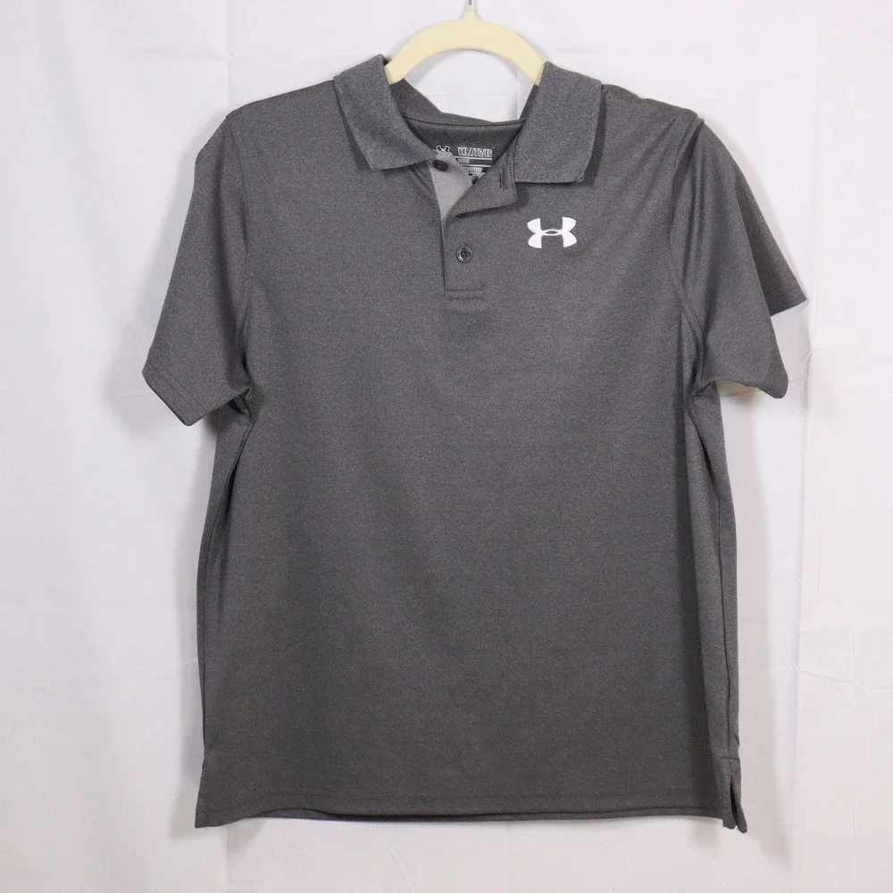 Under Armour Polo Shirt YXL Gray Boys Performance‎ Golf Top
